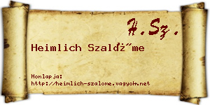 Heimlich Szalóme névjegykártya